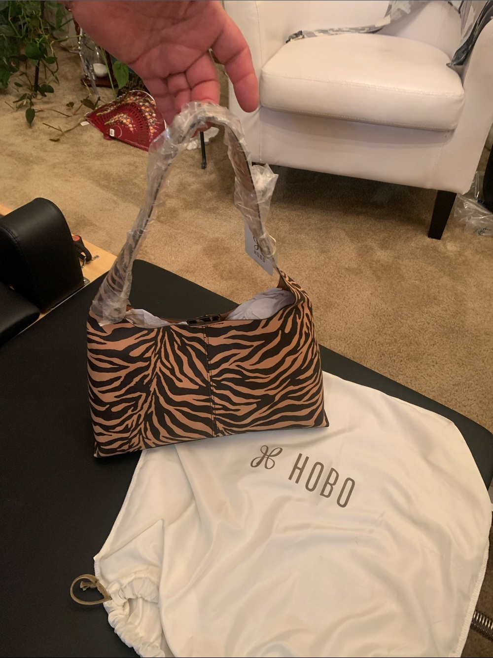 HOBO Tan and Black Zebra-Print Hobo Shoulder Bag - Picture 2 of 3